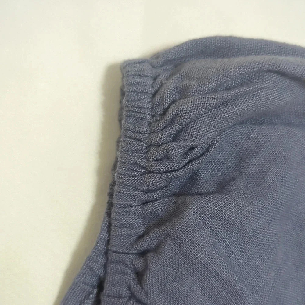 A&F Puff Sleeve Shine Cotton-Blend Square Neck Top, Color Blue Size XS - Picture 8 of 14